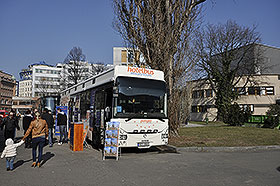 Hotelbus v areálu výstaviště, veletrh Dovolená a region 2014 v Ostravě