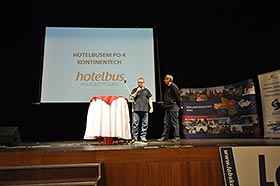 Prezentace Pangeo tours na pódiu, veletrh Infotour a cykloturistika 2014 v Hradci Králové