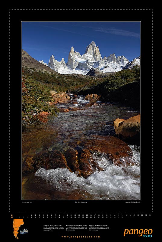 Nástěnný kalendář Pangeo tours 2012, Fitz Roy - Argentina, leden - únor