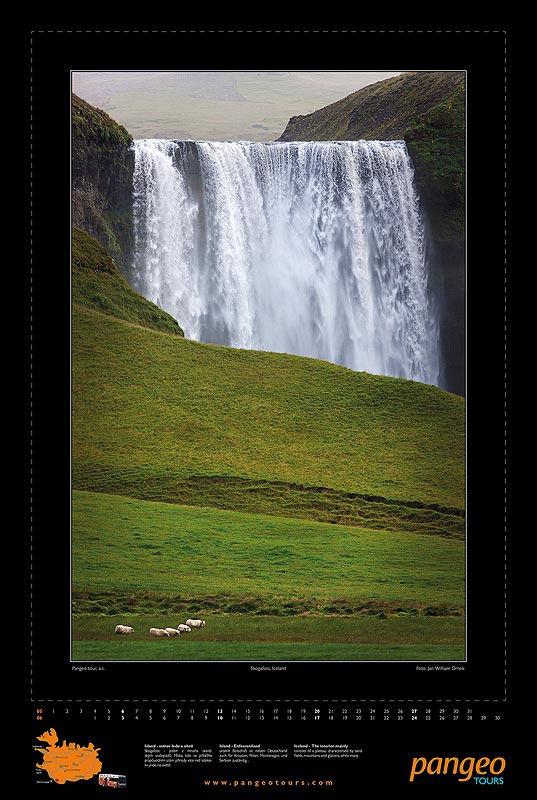 Nástěnný kalendář Pangeo tours 2012, Skógafoss - Island, květen - červen