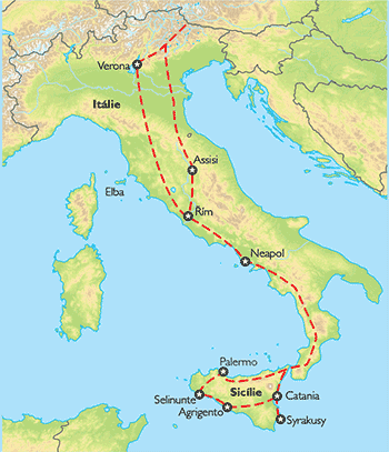 Poznávací zájezd Okruh Sicílií, Mapa