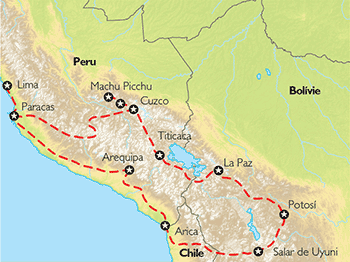 Poznávací zájezd Po stopách indiánských kultur, Mapa