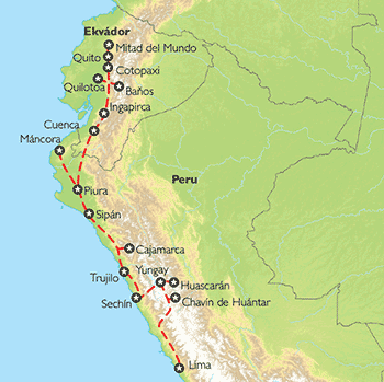 Poznávací zájezd Z Limy na rovník, Mapa Poznávací zájezd Z Limy na rovník, Mapa
