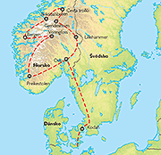Poznávací zájezd Krásy jižního Norska, Mapa