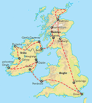 Poznávací zájezd Keltská odysea, Mapa