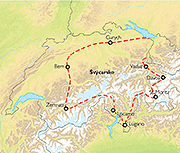 Poznávací zájezd Kouzlo švýcarských Alp, Mapa