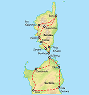 Poznávací zájezd Korsika a Sardinie - perly Středomoří, Mapa