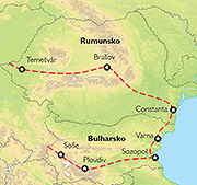Poznávací zájezd Bulharsko, Rumunsko - historie, hory, pláže, Mapa