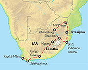 Poznávací zájezd Vánoce v Jihoafrické republice, Mapa