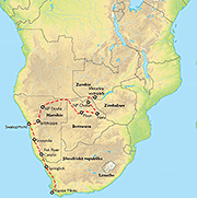 Poznávací zájezd K Viktoriiným vodopádům, Mapa