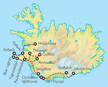 Poznávací zájezd Zimní poznávání Islandu s polární září - letecky, Mapa