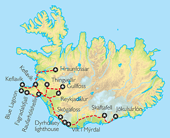 Poznávací zájezd Krásy Islandu, Mapa Poznávací zájezd Krásy Islandu, Mapa