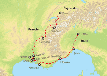 Poznávací zájezd Za vůněmi jihovýchodní Francie, Mapa
