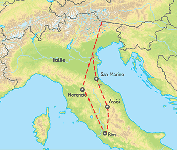 Poznávací zájezd Italská zastavení, Mapa