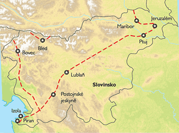 Poznávací zájezd Slovinsko - velký okruh malou zemí, Mapa