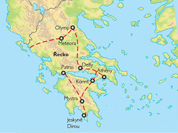Poznávací zájezd Řeckem křížem krážem, Mapa