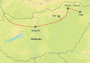 Poznávací zájezd Za tokajským vínem, Mapa Poznávací zájezd Za tokajským vínem, Mapa