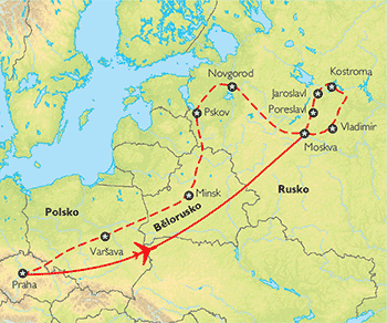 Poznávací zájezd Za poklady staré Rusi, Mapa