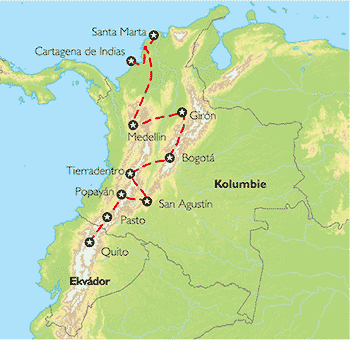 Poznávací zájezd Tajemná Kolumbie, Mapa Poznávací zájezd Tajemná Kolumbie, Mapa