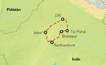 Poznávací zájezd <small>nehotelbusový zájezd</small>Indie s Evou Modrou, Mapa Poznávací zájezd <small>nehotelbusový zájezd</small>Indie s Evou Modrou, Mapa