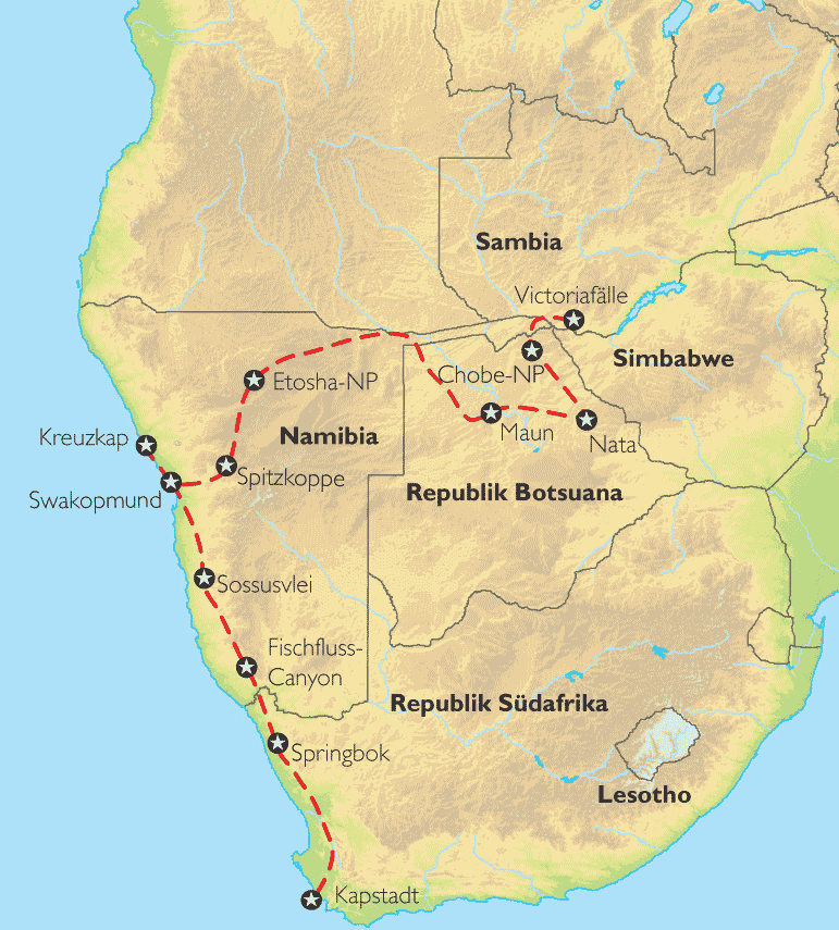 Reise Pangeo tours: Sambia, Simbabwe, Botsuana, Namibia, Republik